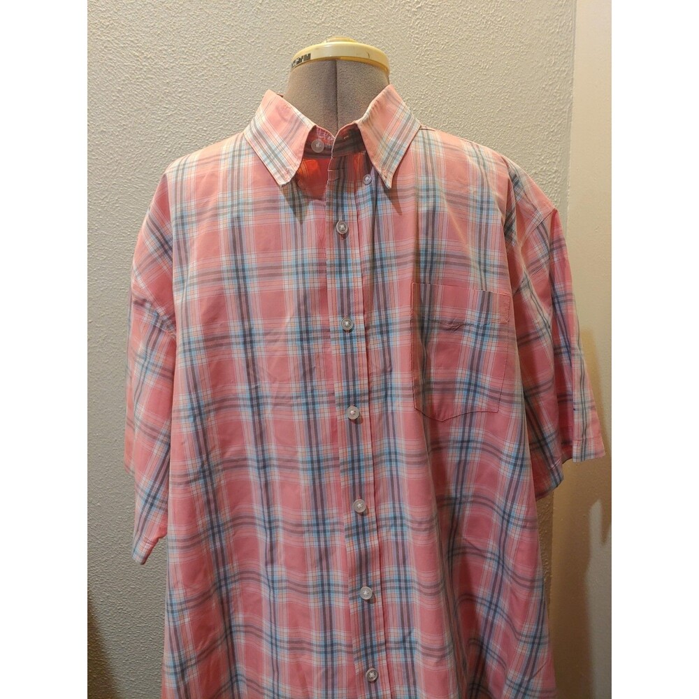Croft And Barrow Mens Short Sleeve Pink Blue And Striped Shirt Size 2XL